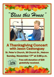 "Bless This House" A Thanksgiving Concert with Jason Castonguay @ St. Peter's Episcopal Church